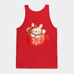 Cute Christmas Bunny Rabbit in a Teacup Tank Top